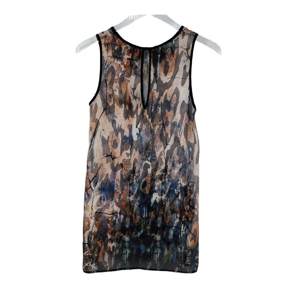 Karen Kane Tunic Blouse Size Small Sleeveless Abstract Watercolor Keyhole